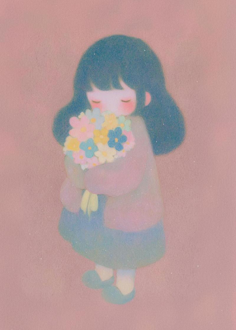 GIrl holding flowers